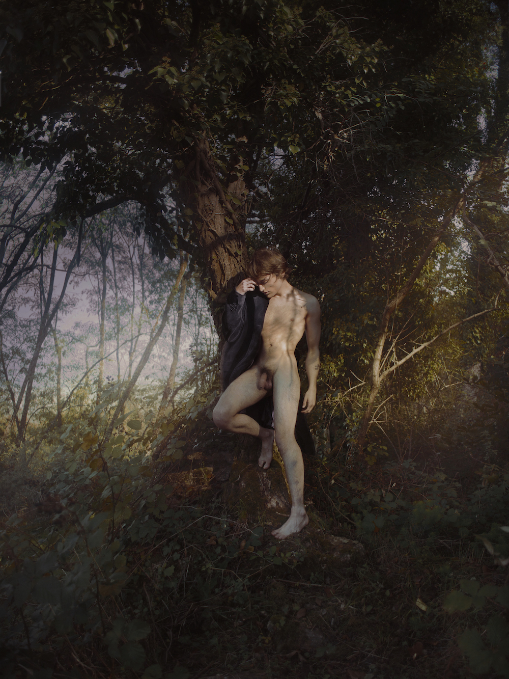 Nude against a tree - sized