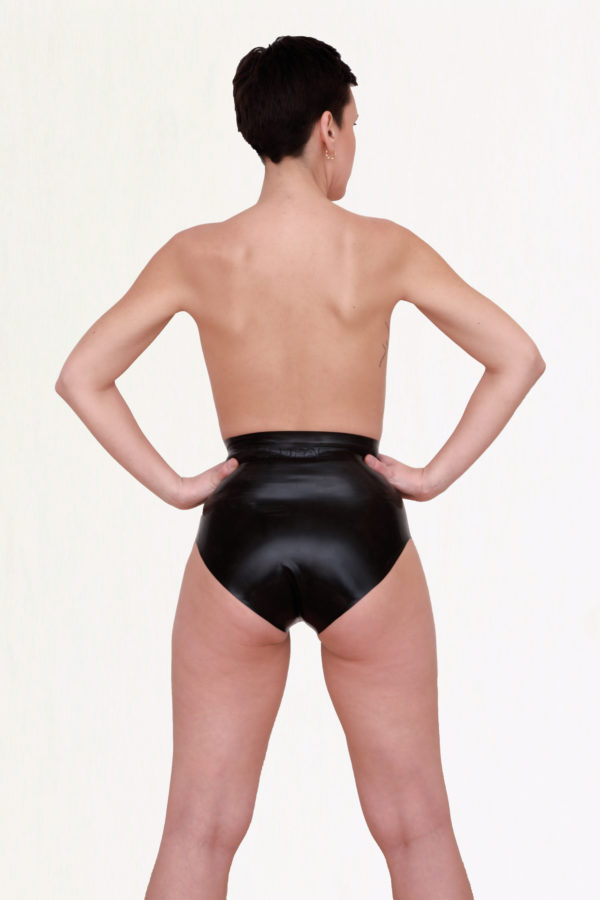 Black latex high waisted pants